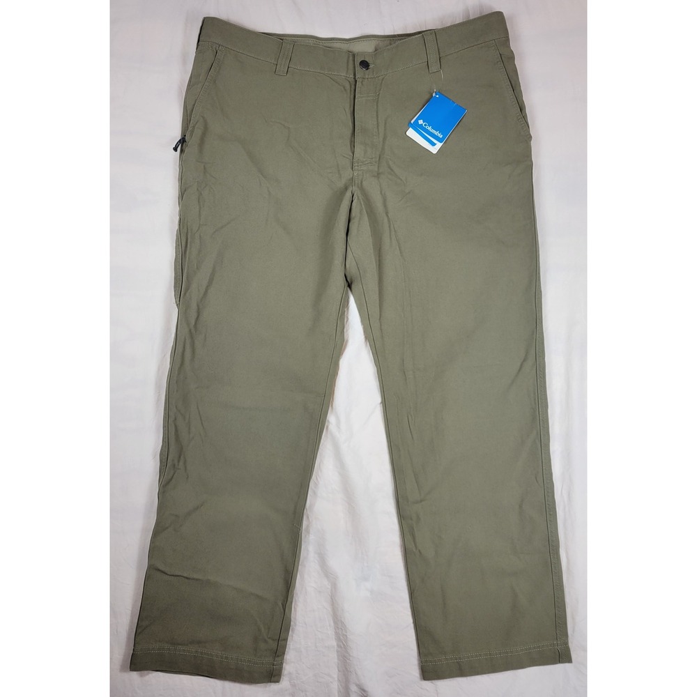 Columbia ROC II Pants Mens 42x30 Green Sage Utility Canvas Hiking AM8066 NEW